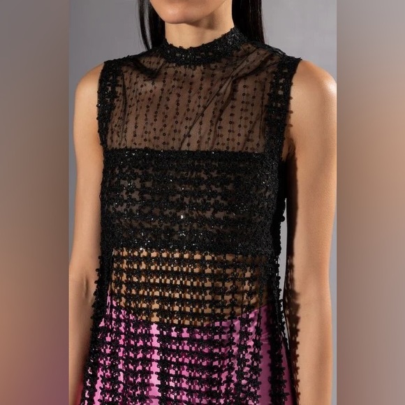 AKIRA Tops - NWT AKIRA • River Lace Fringed Sleeveless Top • Black • Small